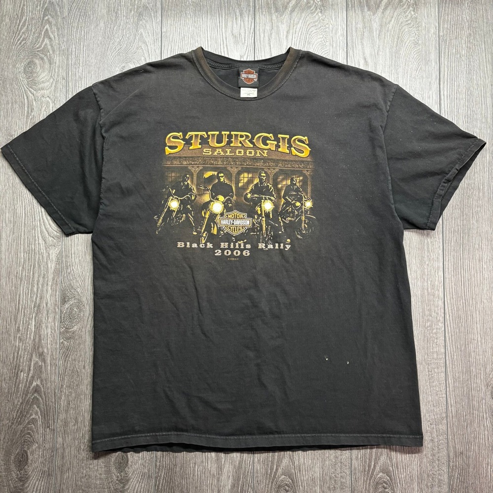 Harley Davidson Sturgis XXL 2006 Black Hills Rally T-Shirt Mens Black Vintage